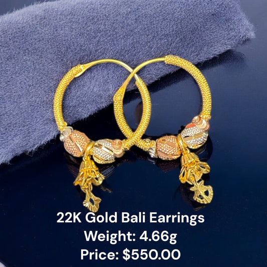 22K Gold Bali Earrings