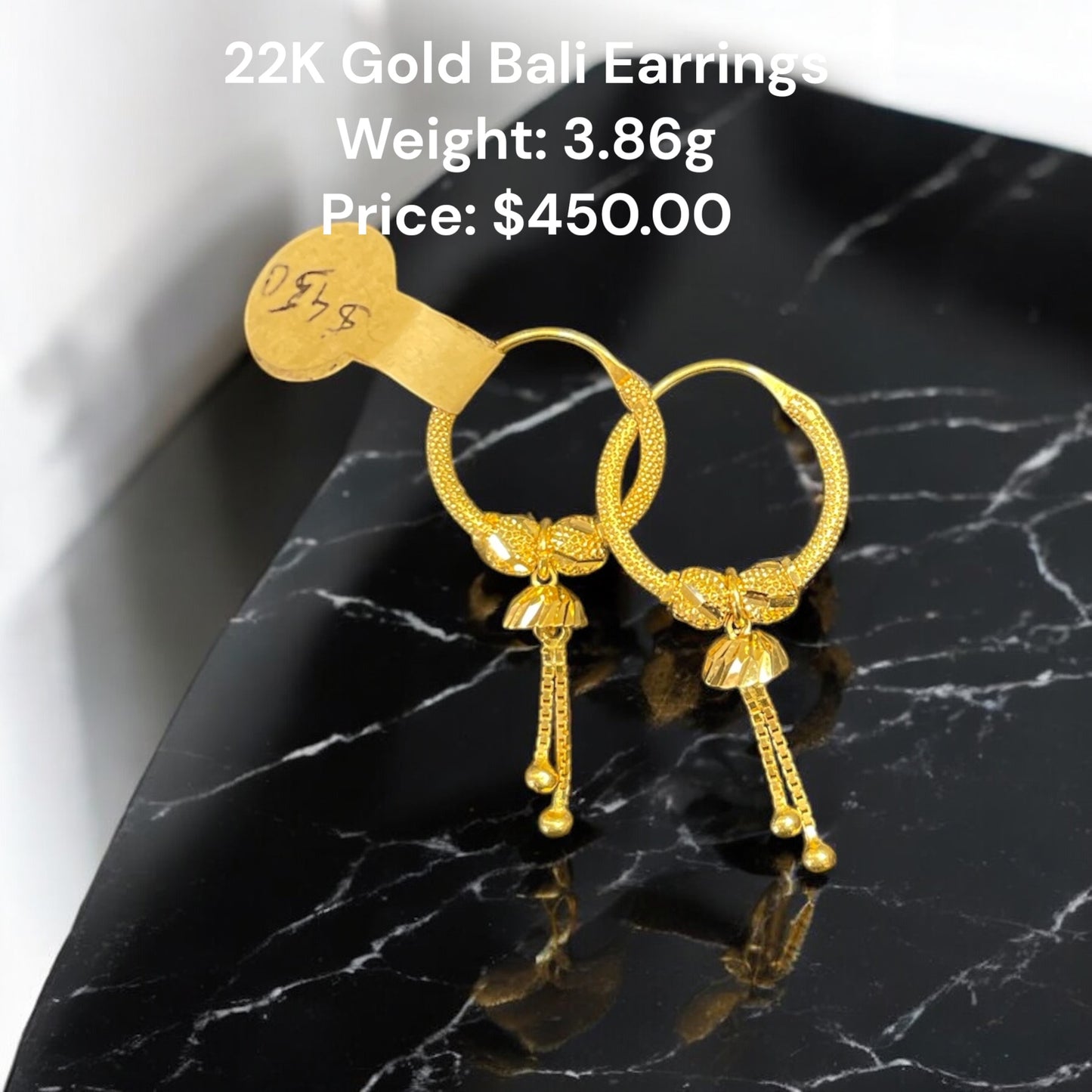 22K Gold Bali Earrings