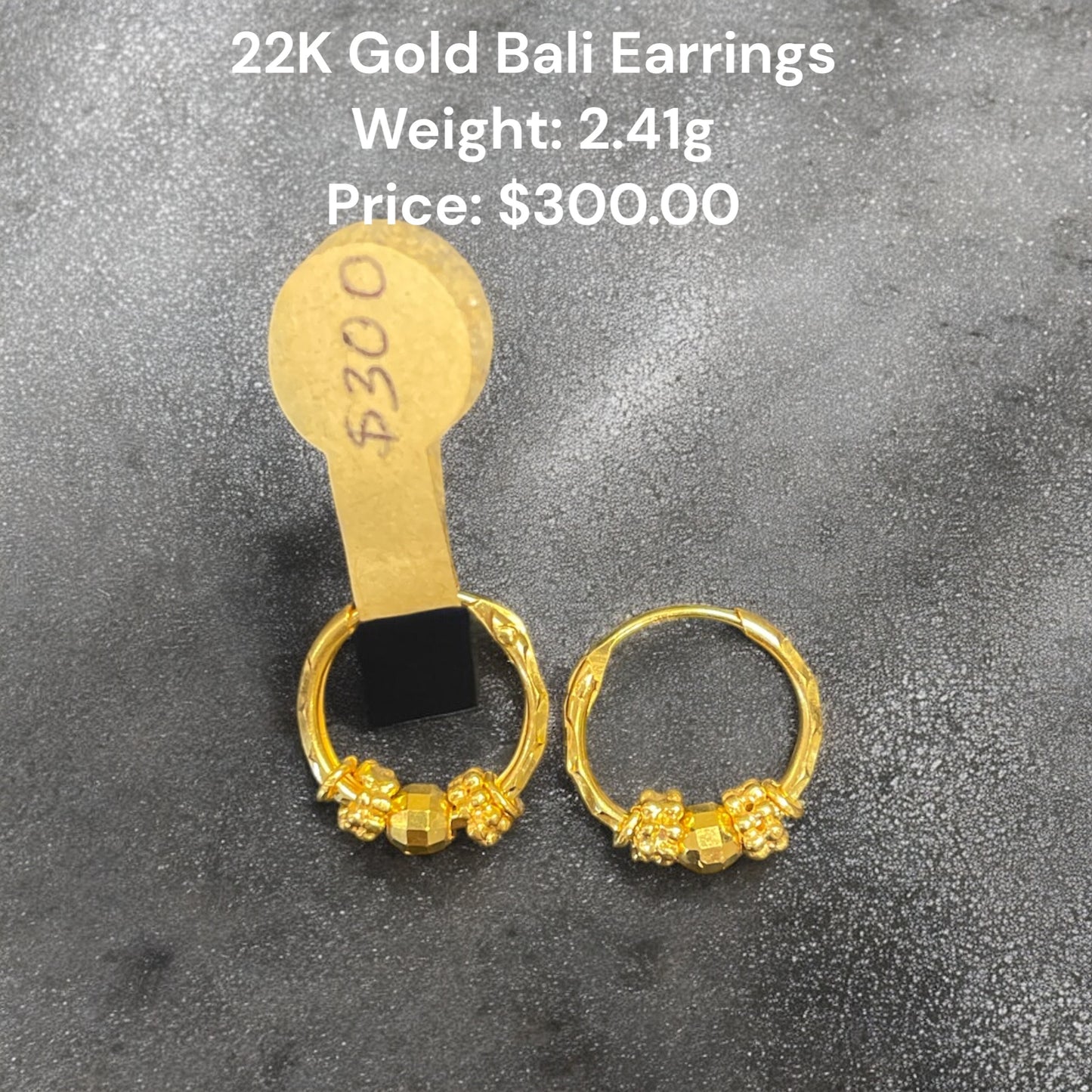 22K Gold Bali Earrings