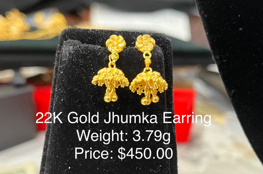 22K Gold Jhumka Earring