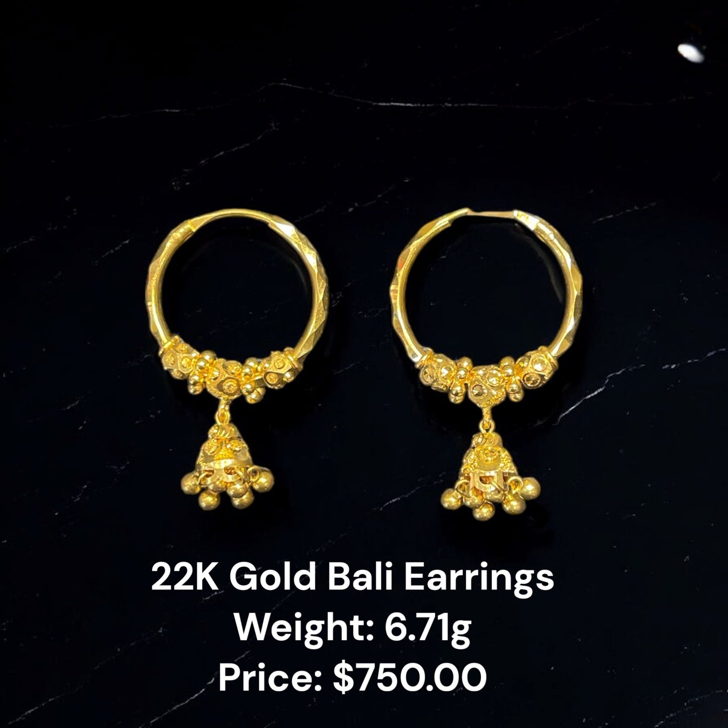 22K Gold Bali Earrings