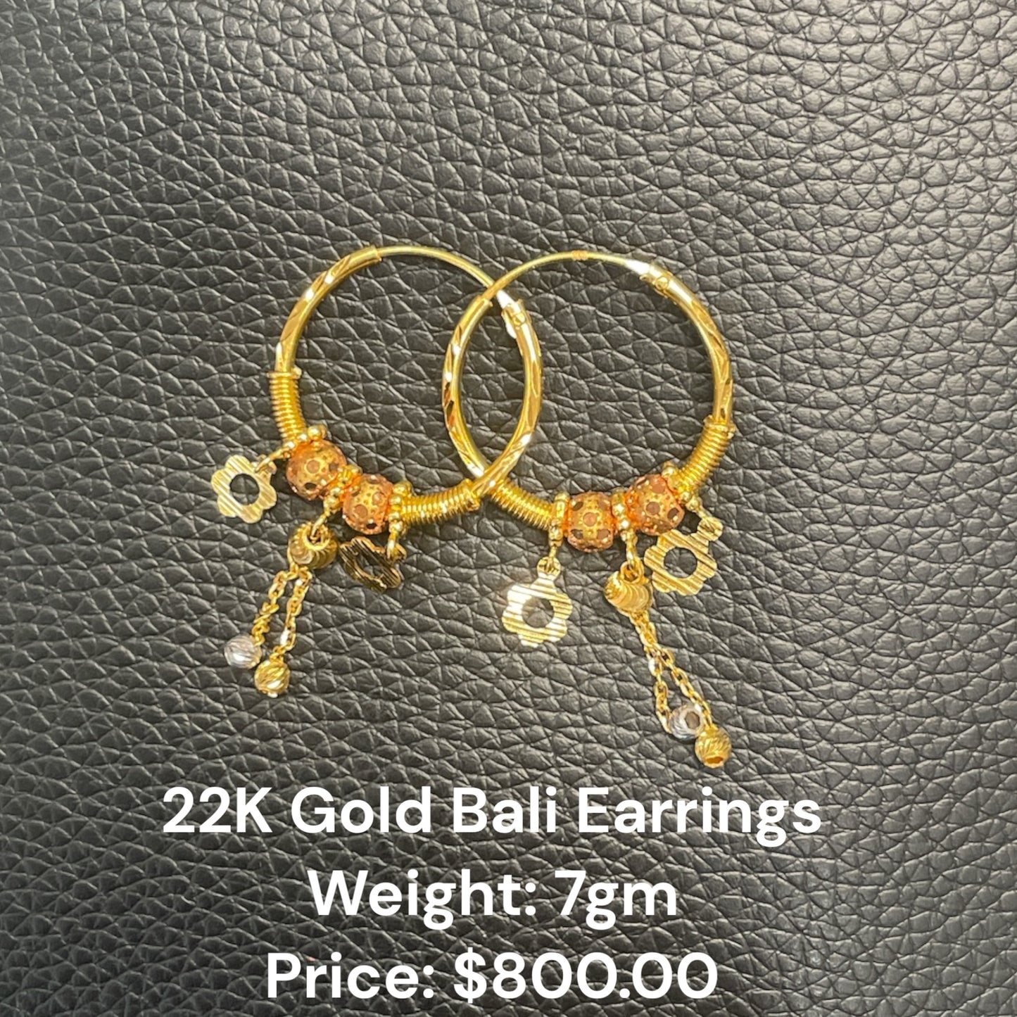 22K Gold Bali Earrings