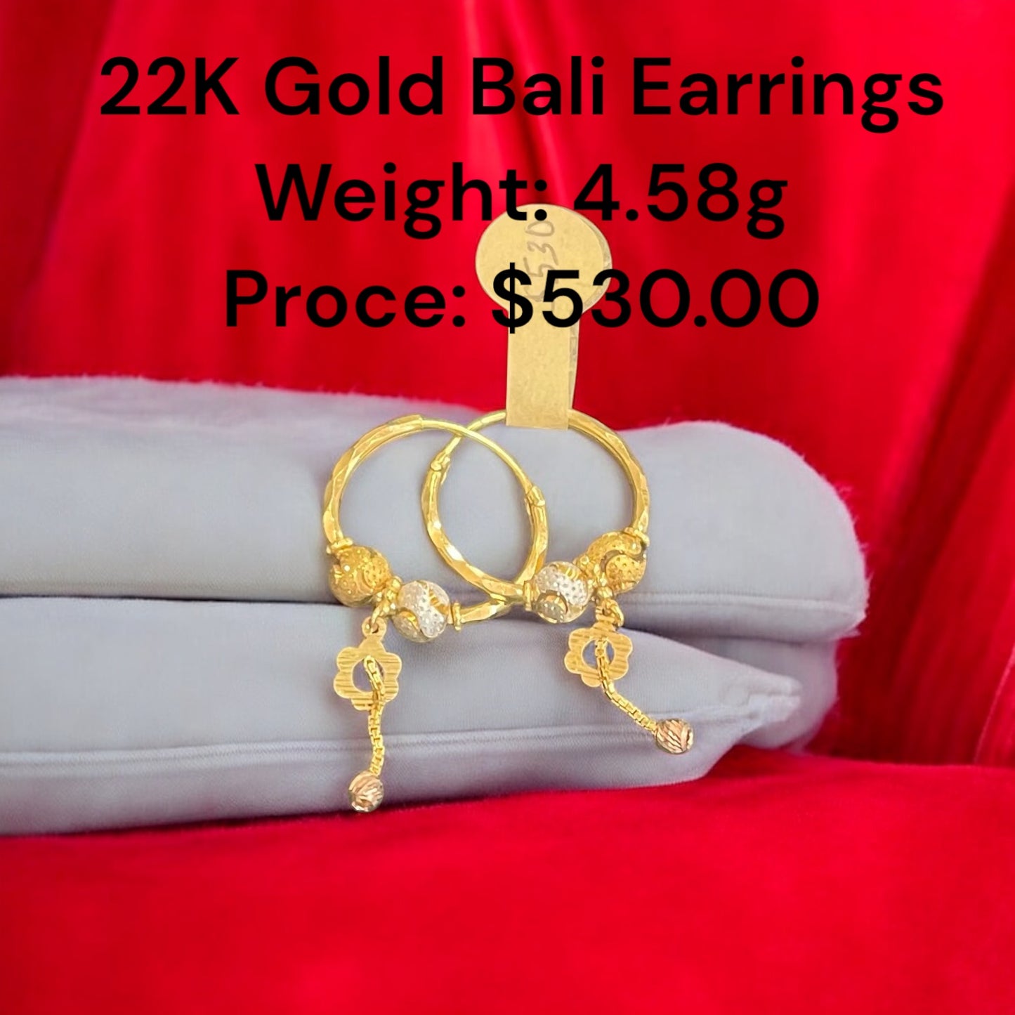 22K Gold Bali Earrings