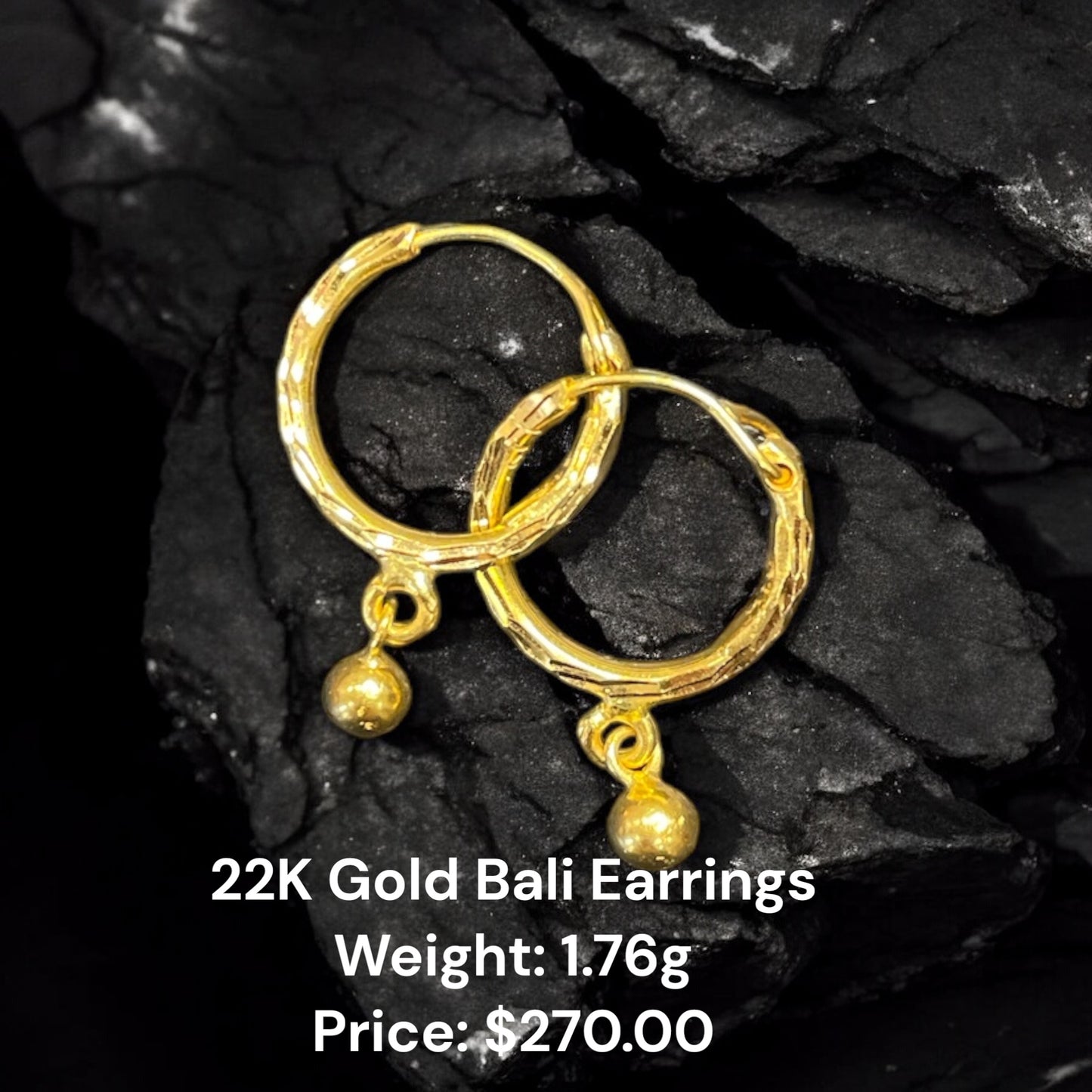 22K Gold Bali Earrings