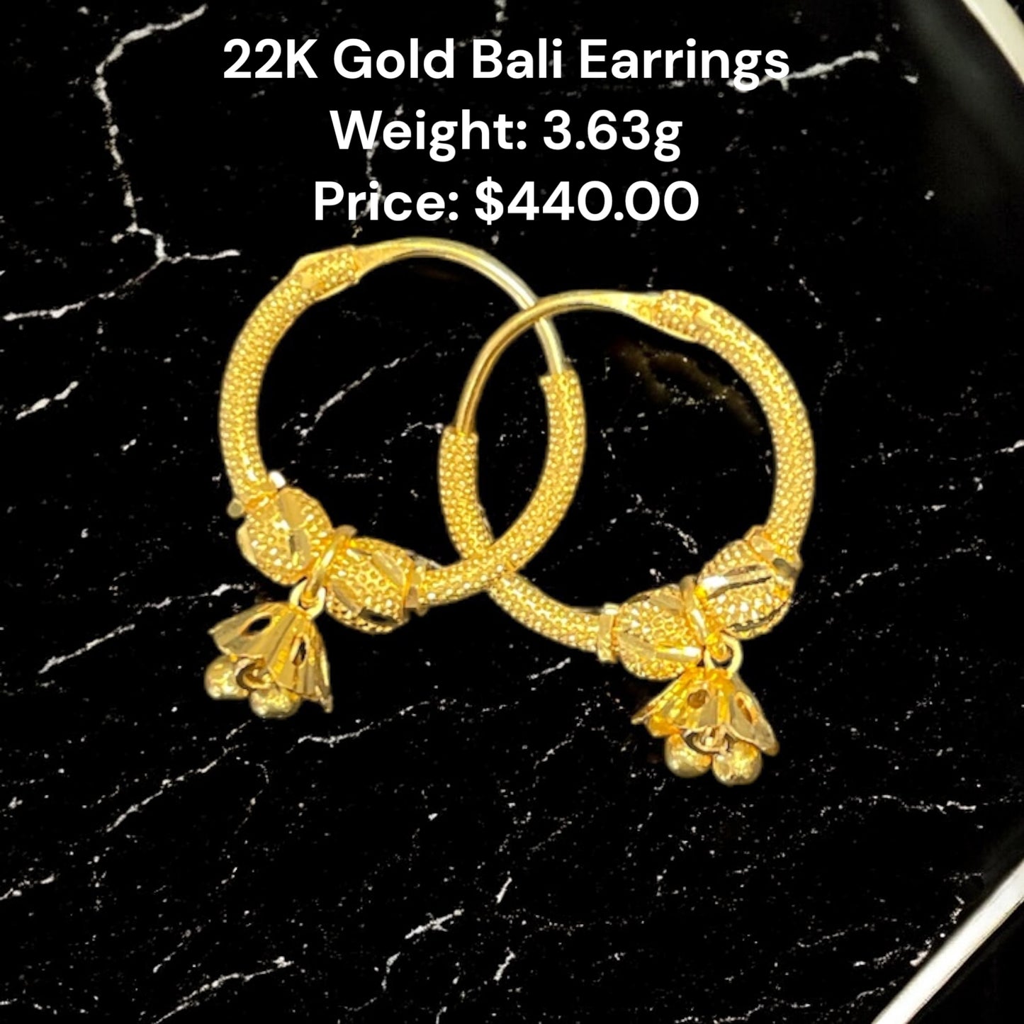 22K Gold Bali Earrings