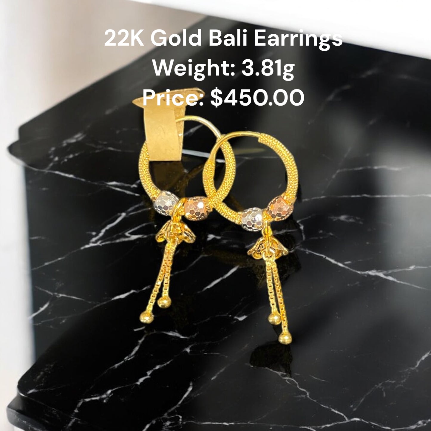 22K Gold Bali Earrings