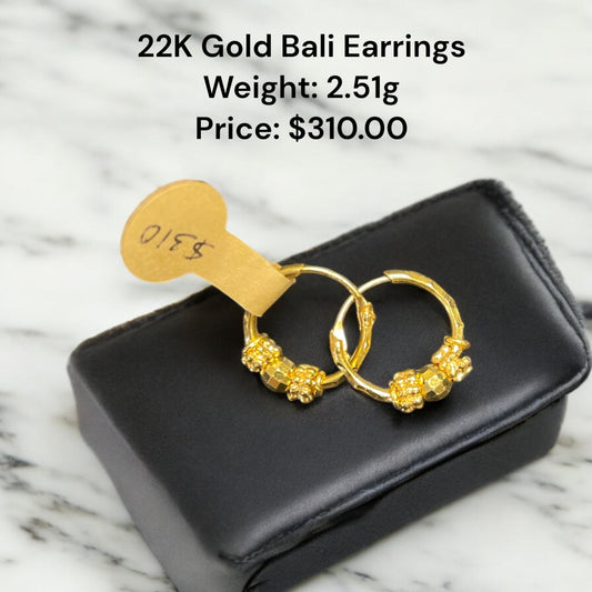 22K Gold Bali Earrings