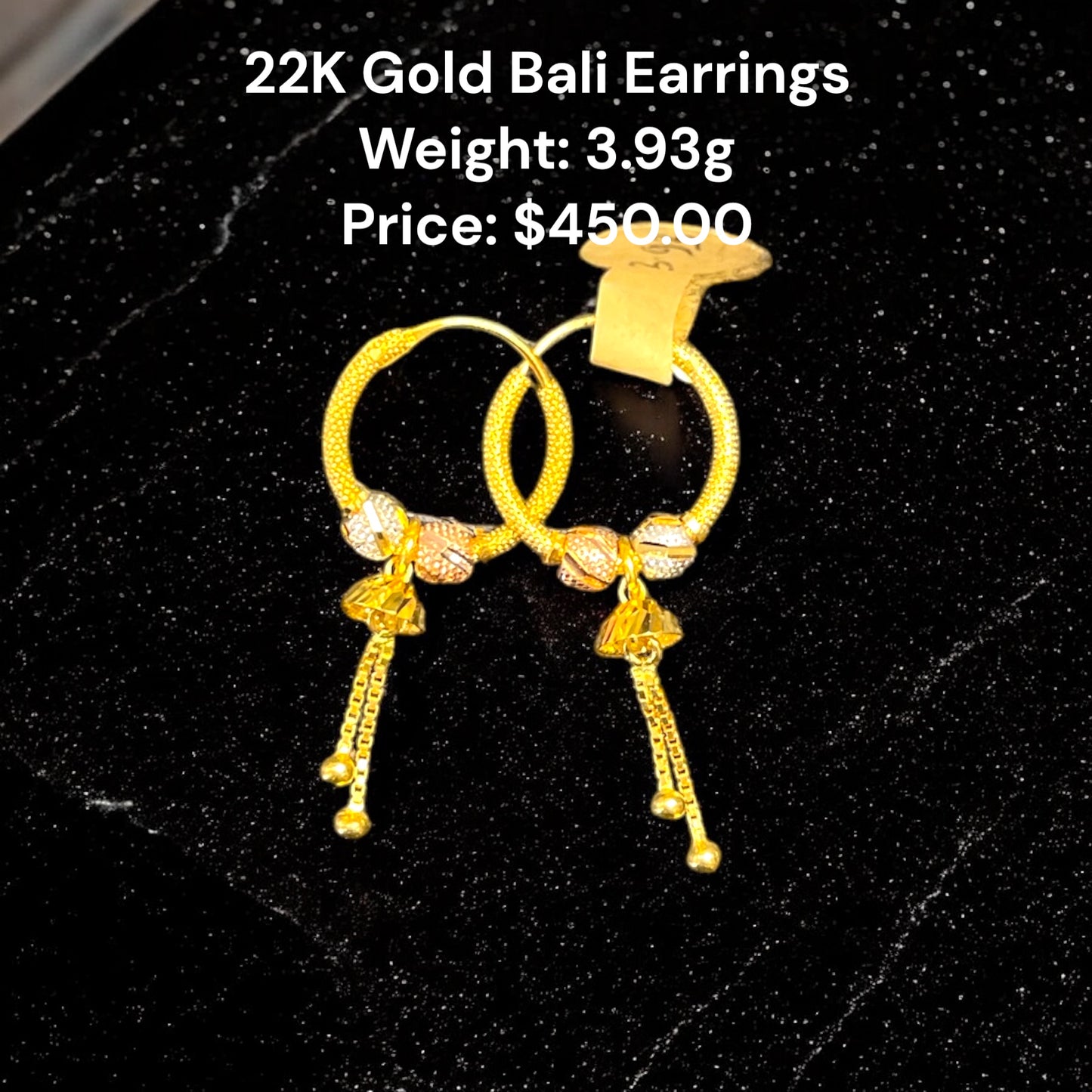 22K Gold Bali Earrings